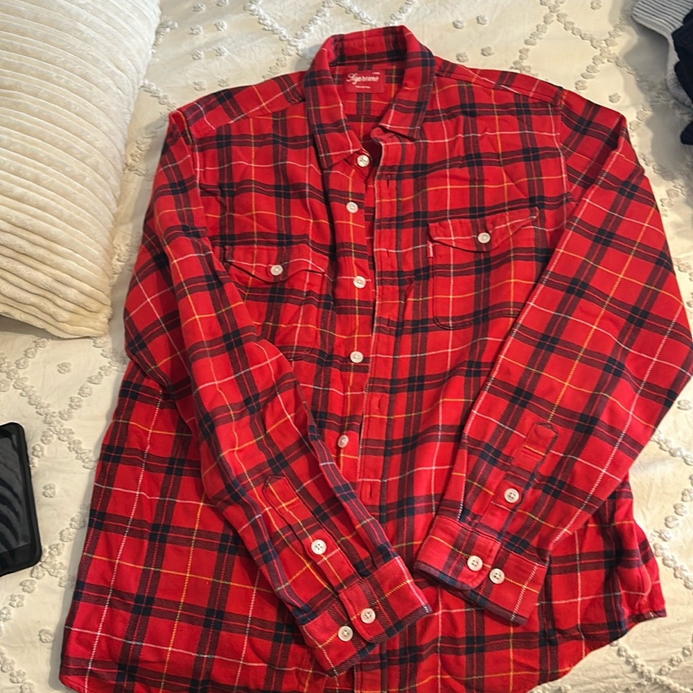 Supreme Red Plaid long sleeve shirt
